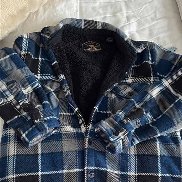 Blue and Gray Plaid Button-Up Shirt Jacket - Picture 5 of 5